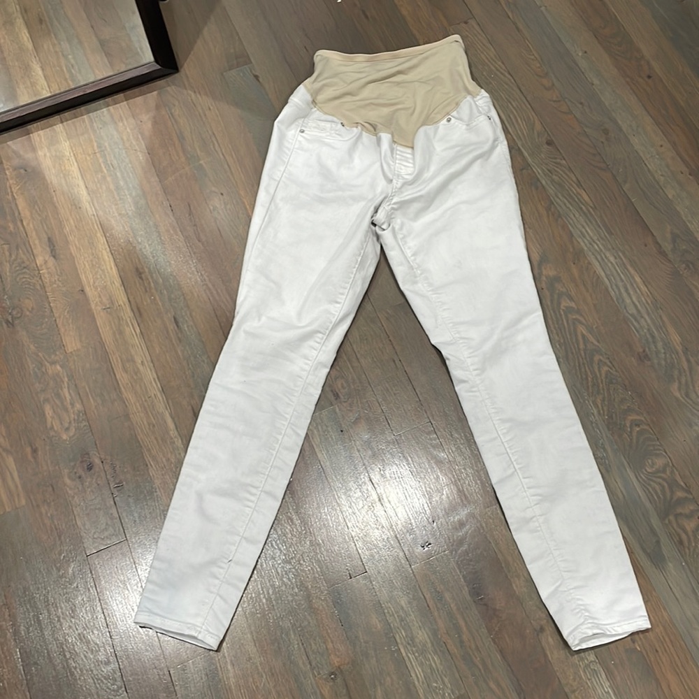 White maternity jeans